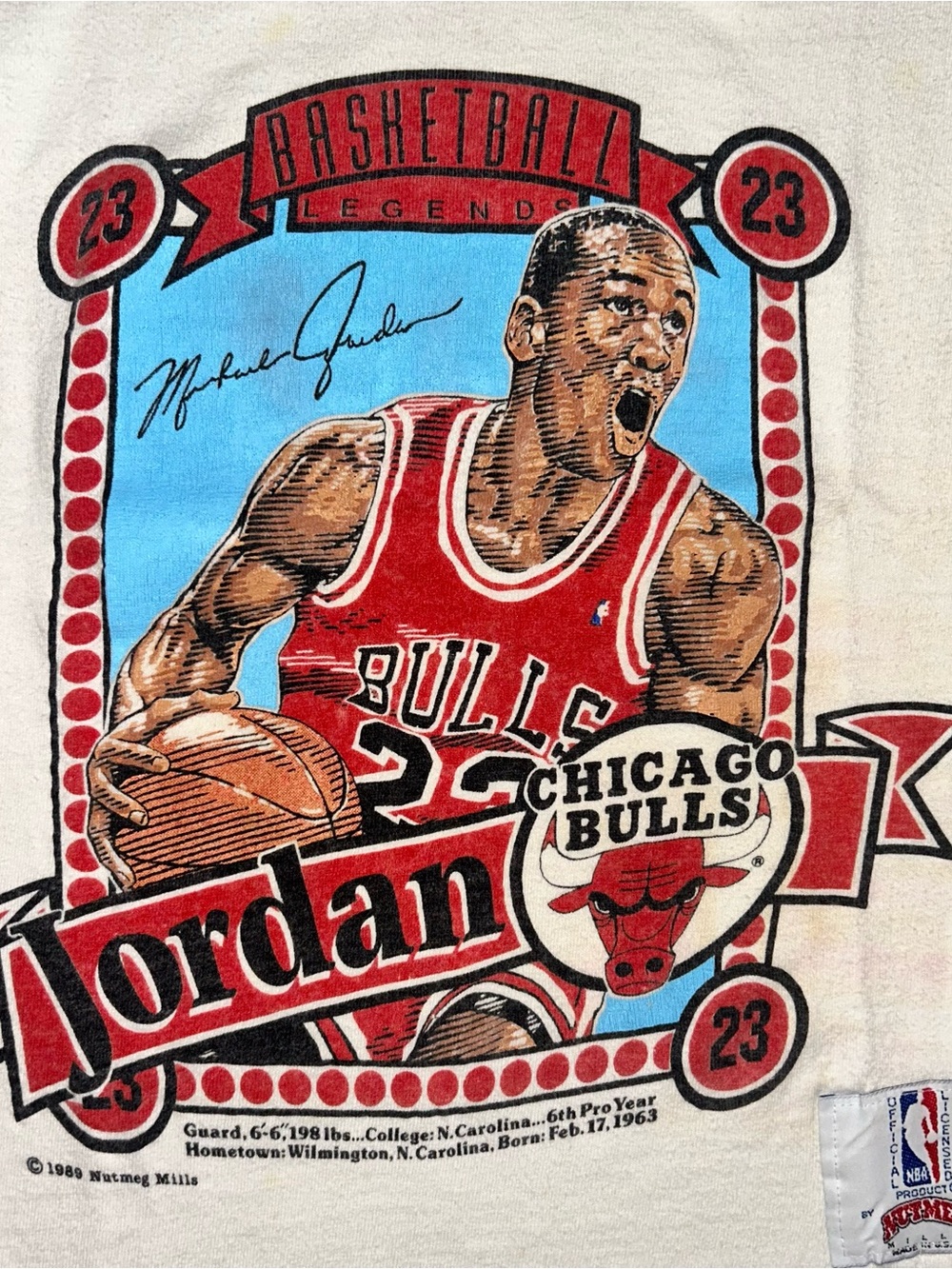 Rare 1989 Michael Jordan Chicago Bulls Single Stitch Tee - White